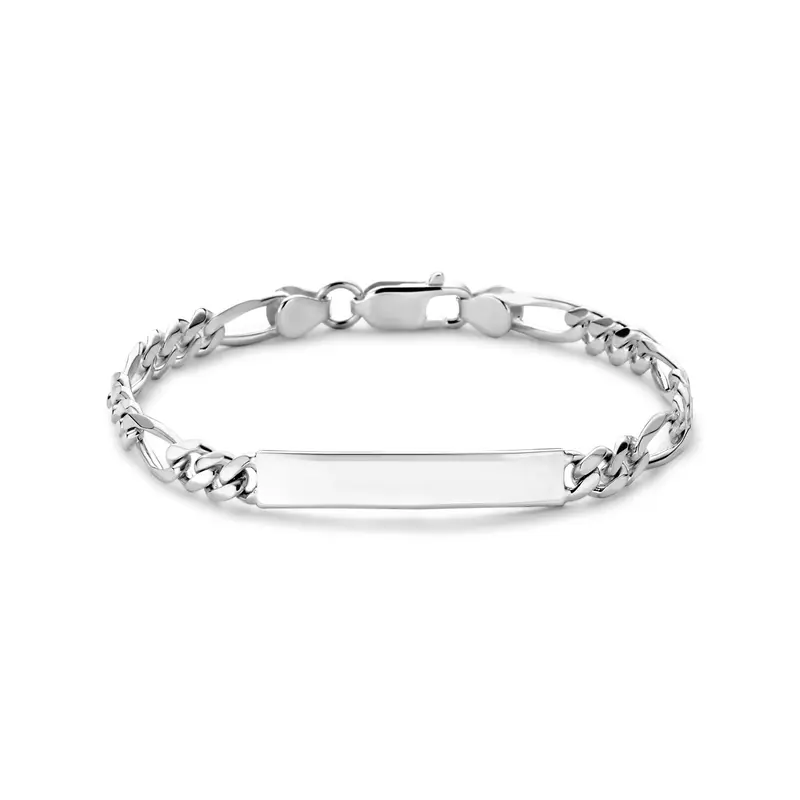 Graveerarmband figaro plaat 6,0 mm zilver wit – 1021875