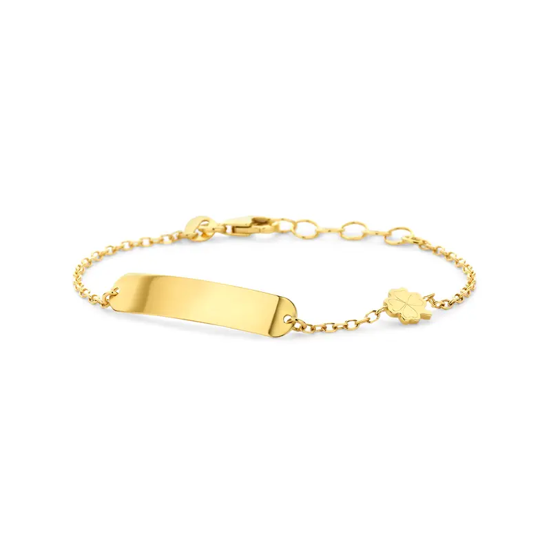 Graveerarmband klavertje 14K geelgoud 11 + 2 cm