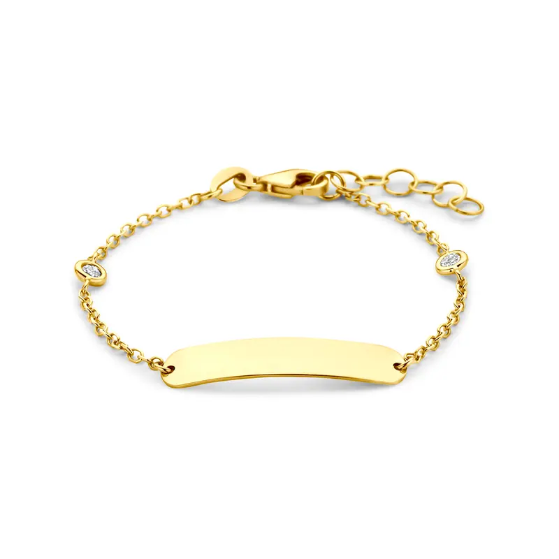 Graveerarmband lab grown diamant 14K geelgoud 0.10ct f vs 11 + 2 cm – 4035998