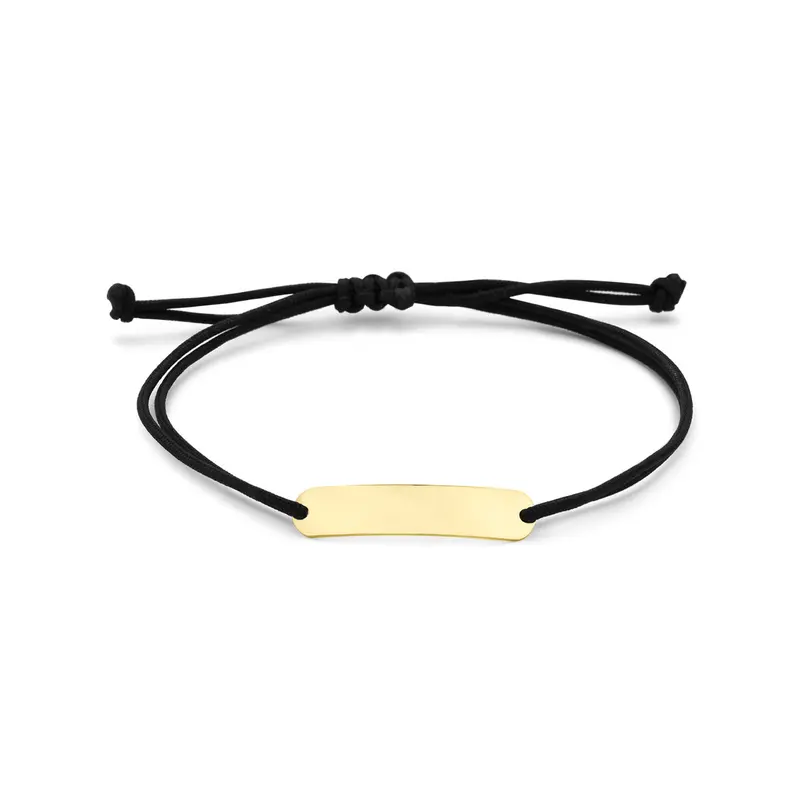 Graveerarmband plaat polyester zwart max. 14K goud 20 cm