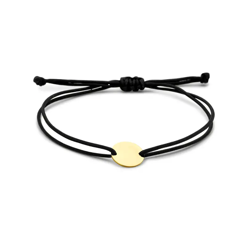 Graveerarmband rondje polyester zwart max. 14K goud 20 cm