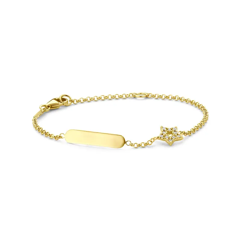 Graveerarmband ster zirkonia 11 - 13 cm 14K geelgoud