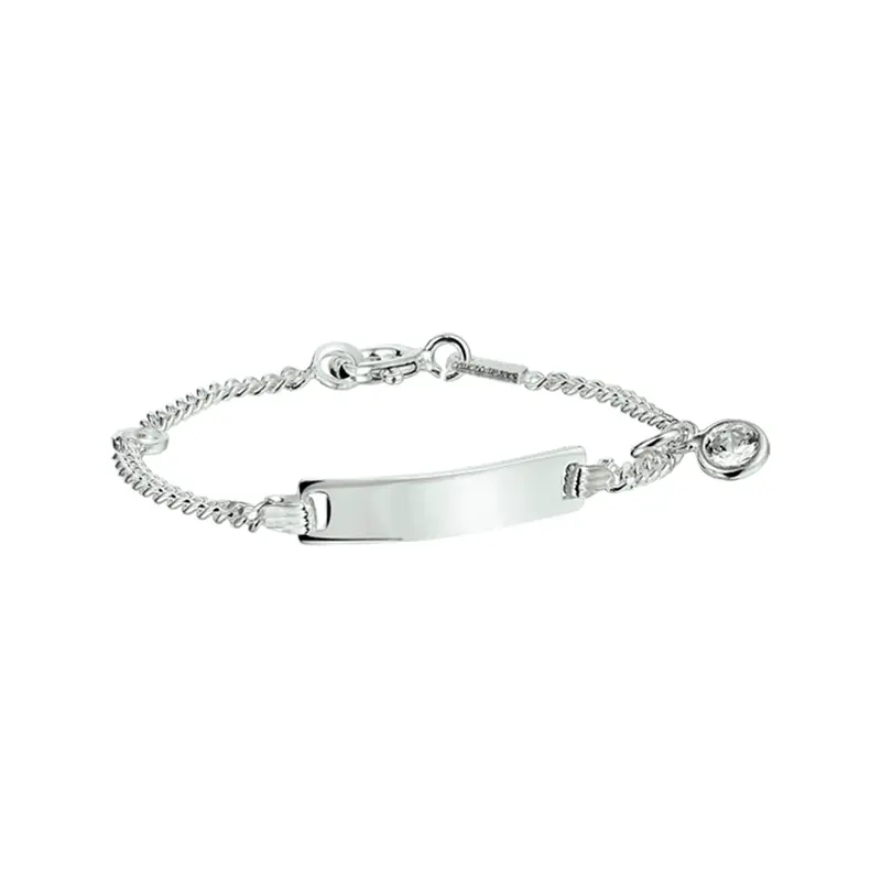 Graveerarmband zirkonia plaat 4,2 mm zilver wit