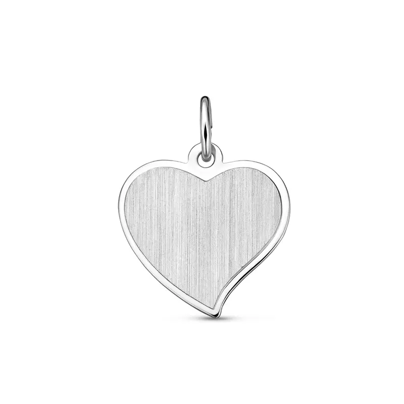Graveerhanger hart poli/mat zilver gerhodineerd 14 mm