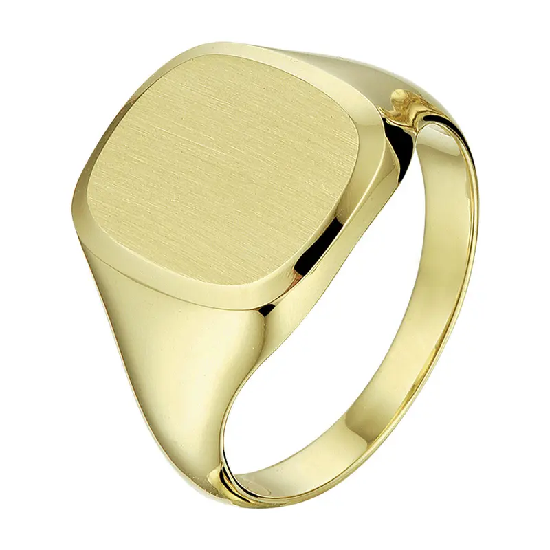 Graveerring massief mat gediamanteerd 14K geelgoud 14,5 x 15,5 mm – 4020257