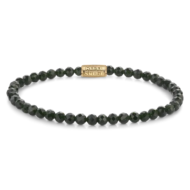 Green Glam Rocks Gold - 4mm -Kralen Armband Dames