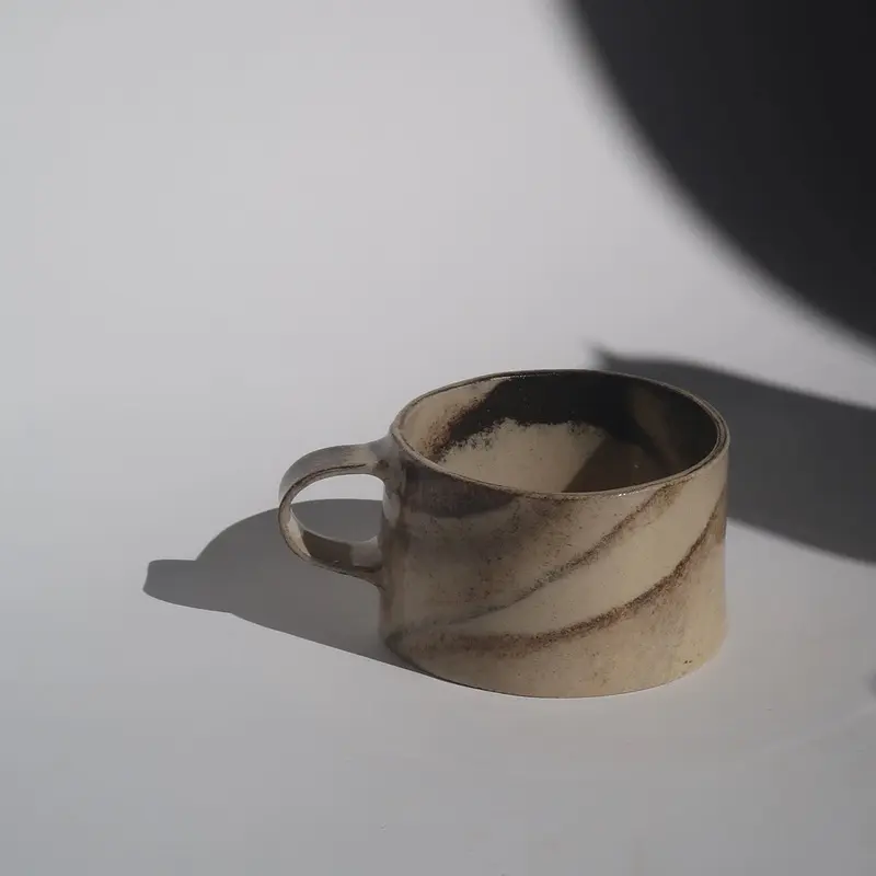 Grey Marbled Handle Large Mug - Low
