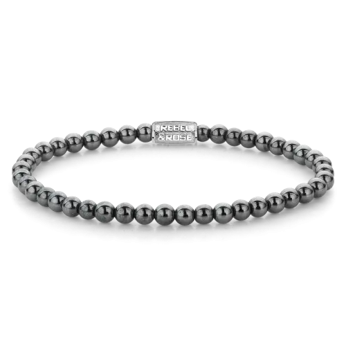 Grey Silver Shine - 4mm - Heren Kralen Armband
