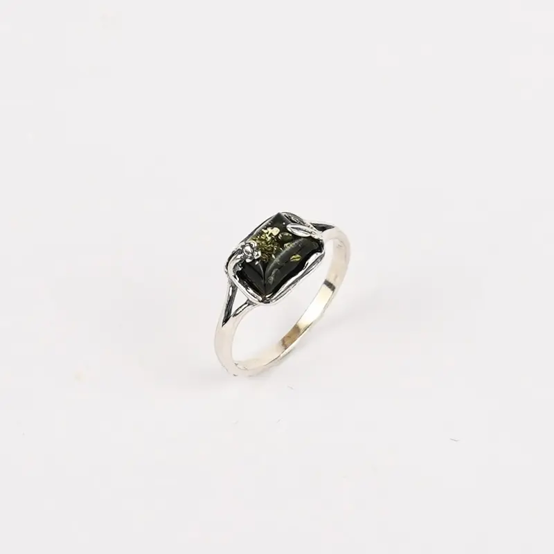 Groene Amber Ring 925 Zilver