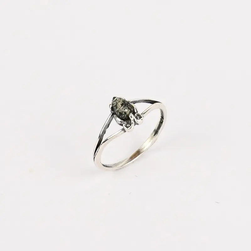 Groene Amber Ring 925 Zilver