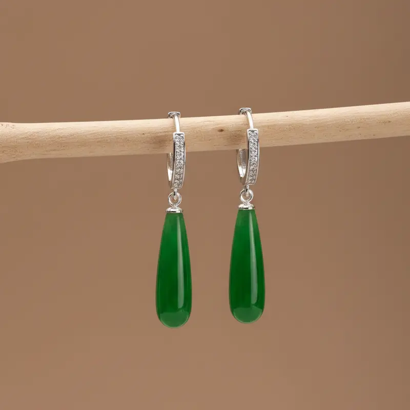 Groene Druppel Creolen met Steentjes | 925 Zilver