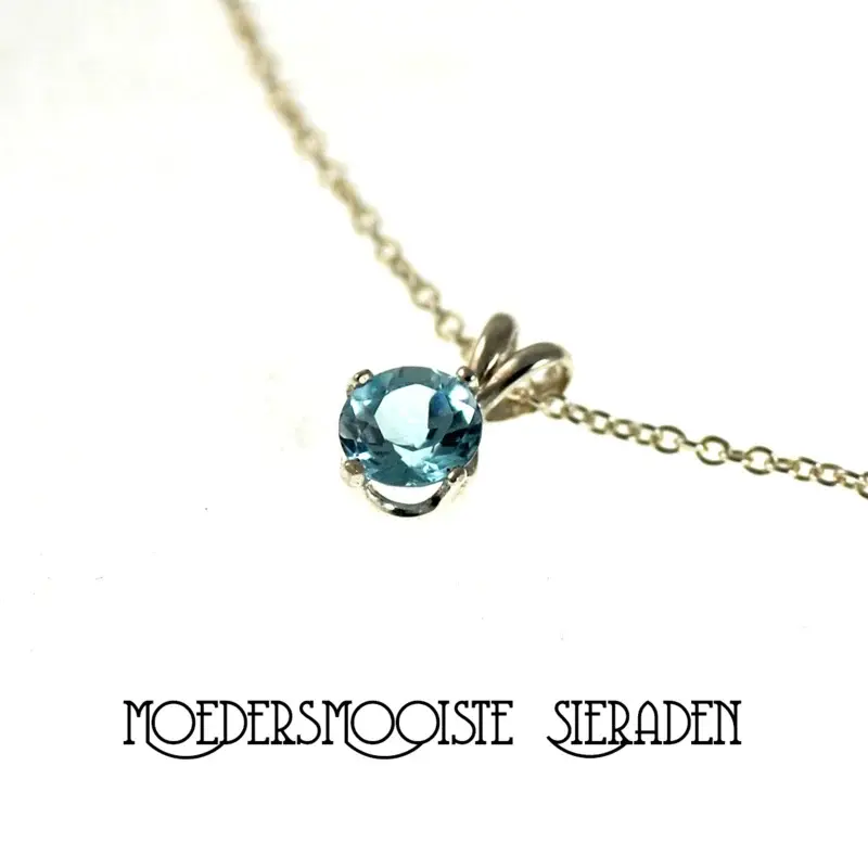 Haarlok ketting van Zilver met Geboortesteen Maart