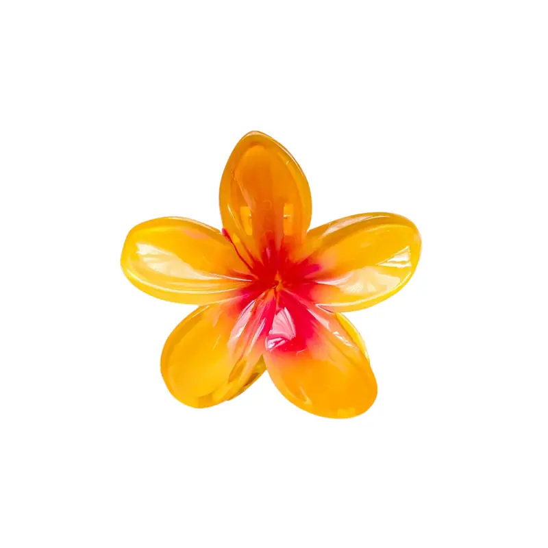Hairclip tropical flower geel-peach