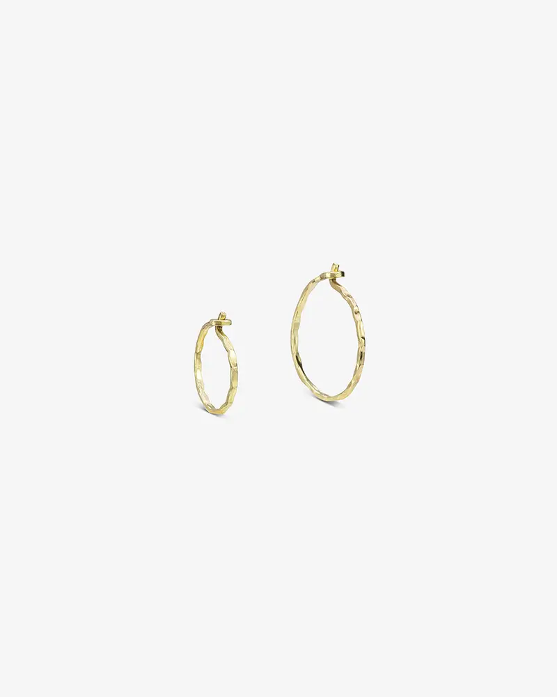 Hammered hoop | Gold Plated Silver
