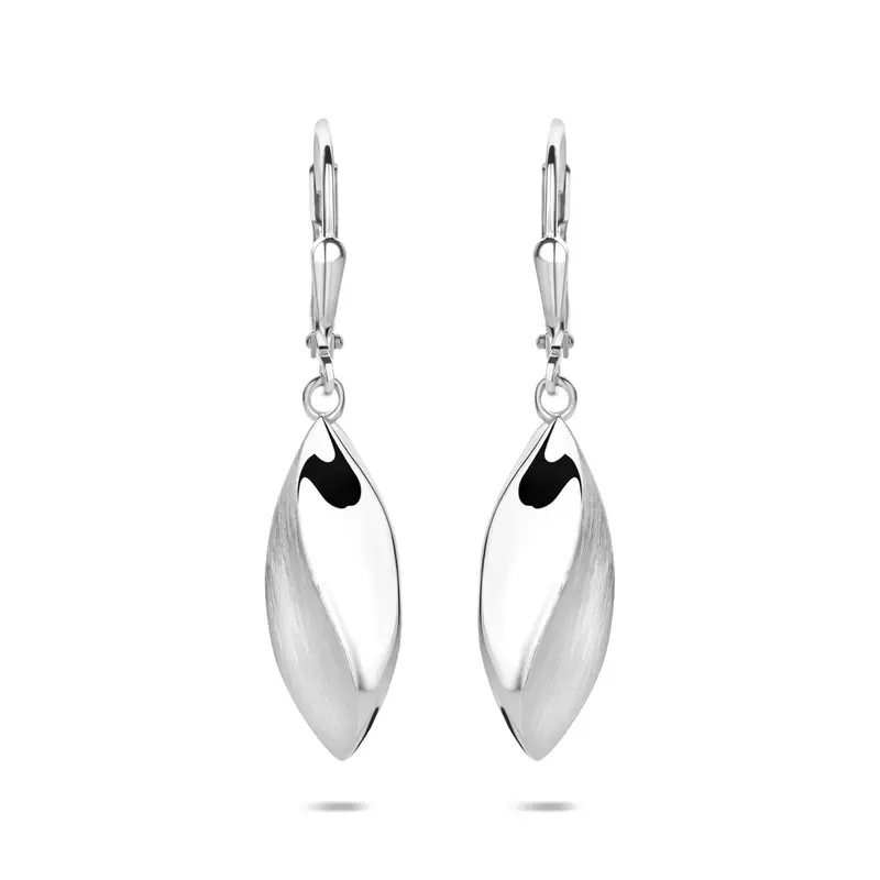 Hangende oorbellen brisure haak poli/mat 36 mm zilver