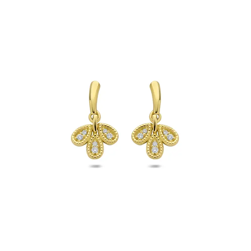 Hangende oorbellen diamant 0.06ct (2x 0.03ct) h si 15 mm 14K geelgoud