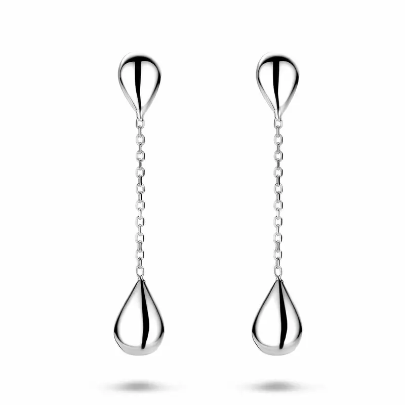 Hangende oorbellen druppel 36 mm zilver