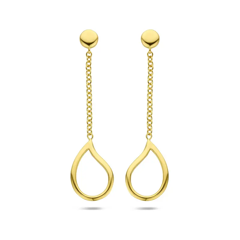 Hangende oorbellen druppel 40 mm 14K geelgoud
