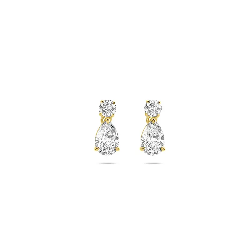 Hangende oorbellen lab grown diamant 1.25ct (2x 0.625ct) h si 10 mm 14K geelgoud
