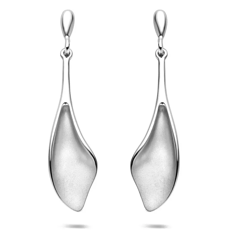 Hangende oorbellen poli/mat 41 mm zilver