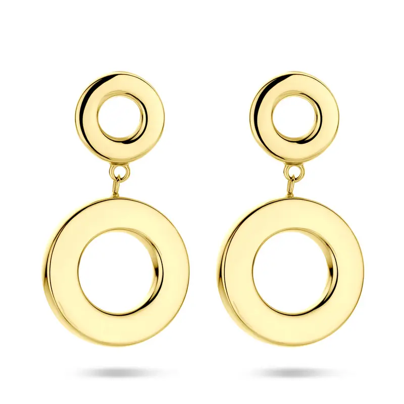 Hangende oorbellen rond 33 mm 14K geelgoud