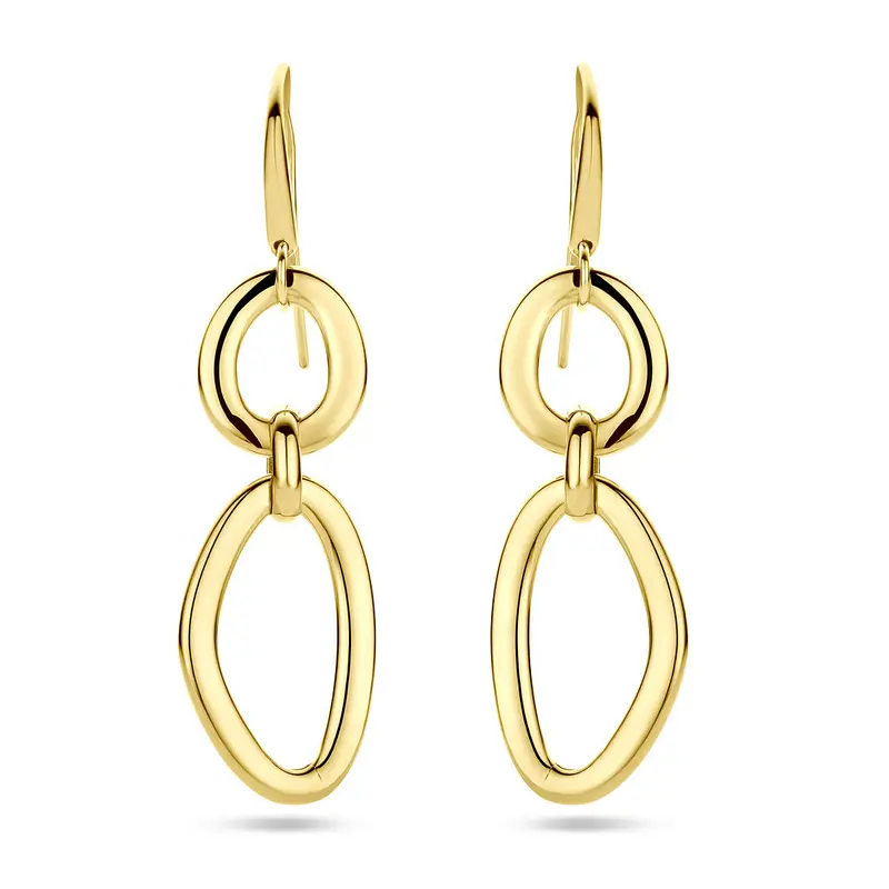 Hangende oorbellen schakel franse haak 53 mm 14K geelgoud