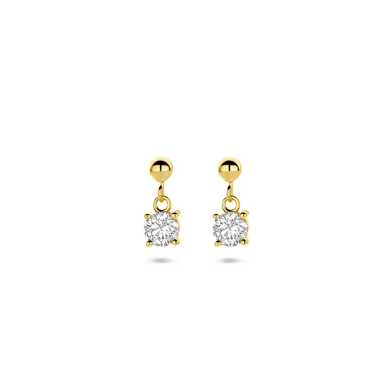 Hangende oorbellen zirkonia 11 mm 1 micron zilver verguld