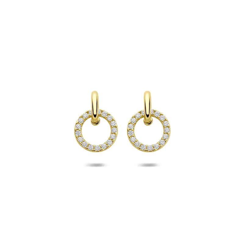 Hangende oorbellen zirkonia 11 mm 14K geelgoud