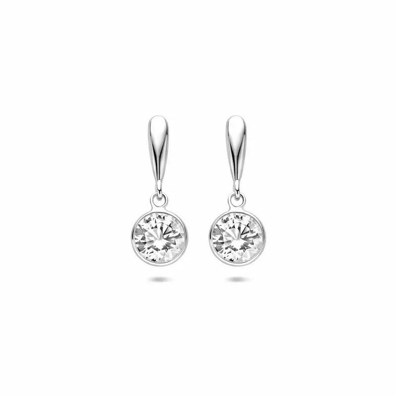 Hangende oorbellen zirkonia 18 mm gerhodineerd zilver – 1341724