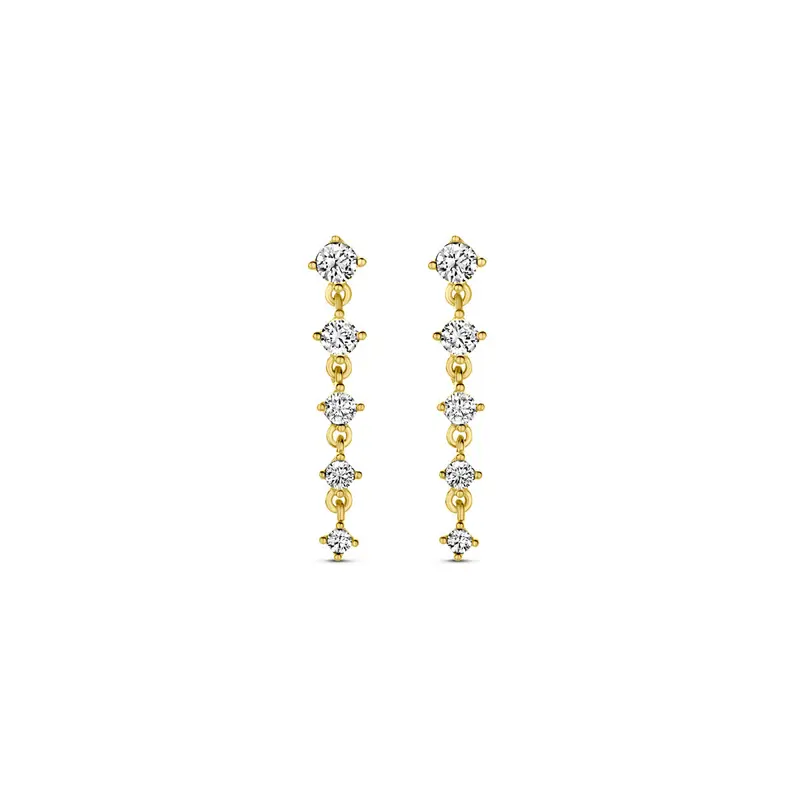 Hangende oorbellen zirkonia 19 mm 14K geelgoud