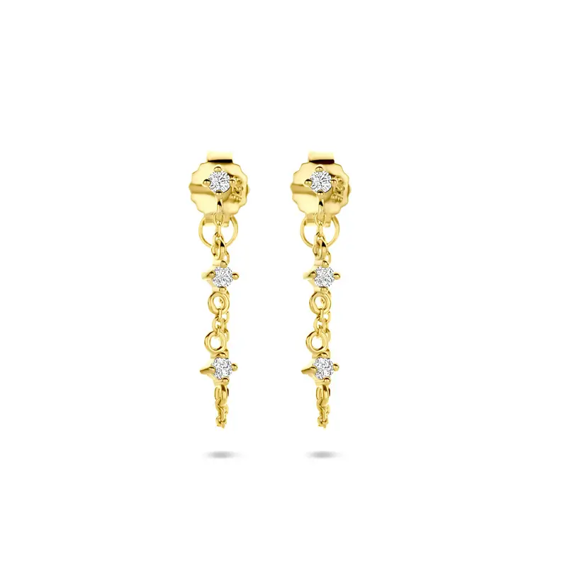 Hangende oorbellen zirkonia 23 mm 1 micron zilver verguld