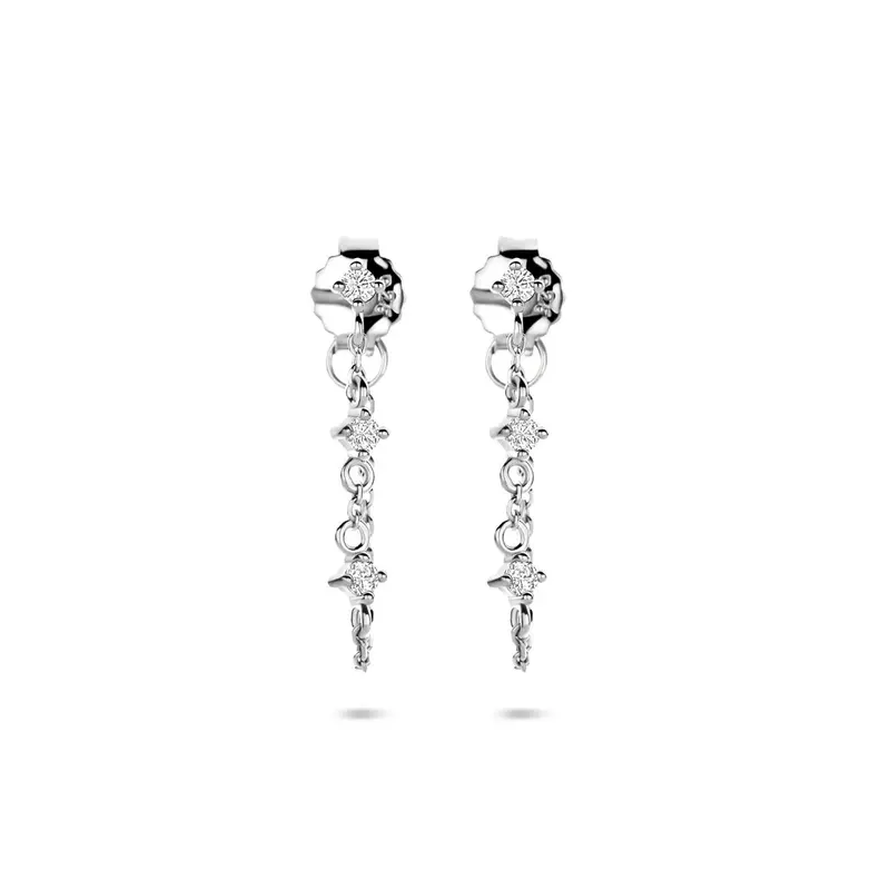 Hangende oorbellen zirkonia 23 mm gerhodineerd zilver – 1341002