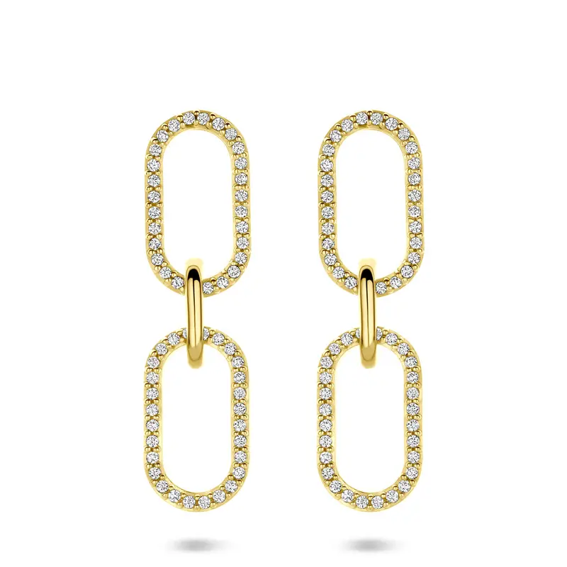 Hangende oorbellen zirkonia 33 mm 1 micron zilver verguld