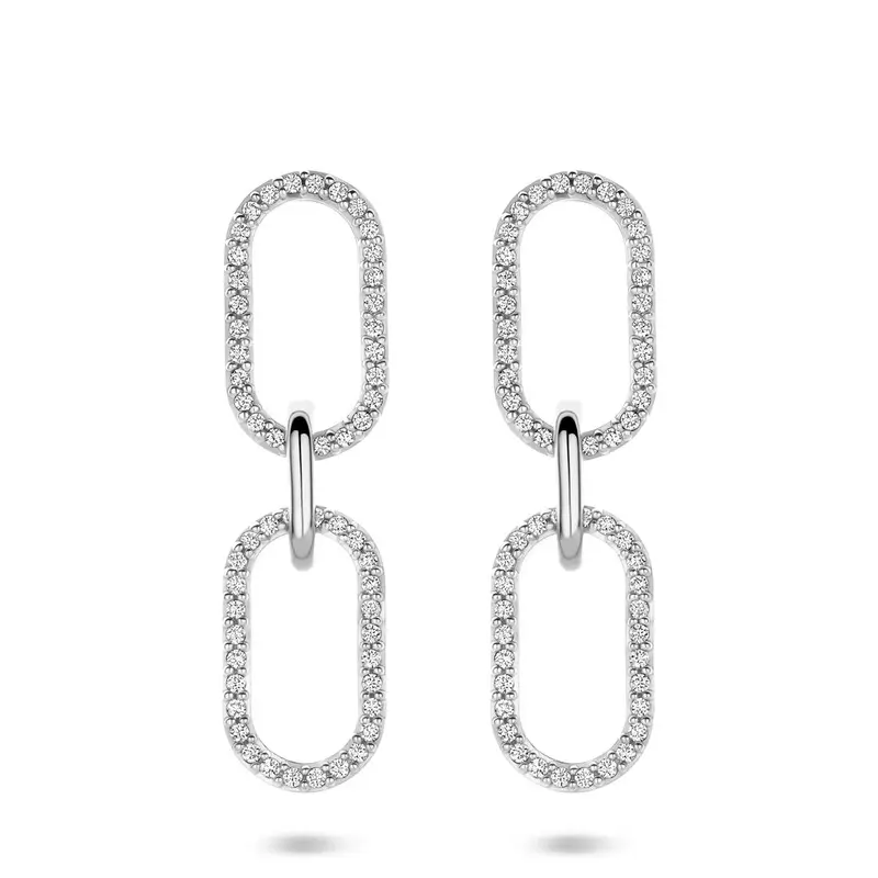 Hangende oorbellen zirkonia 33 mm gerhodineerd zilver – 1340973