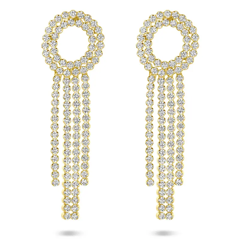 Hangende oorbellen zirkonia 62 mm 1 micron zilver verguld