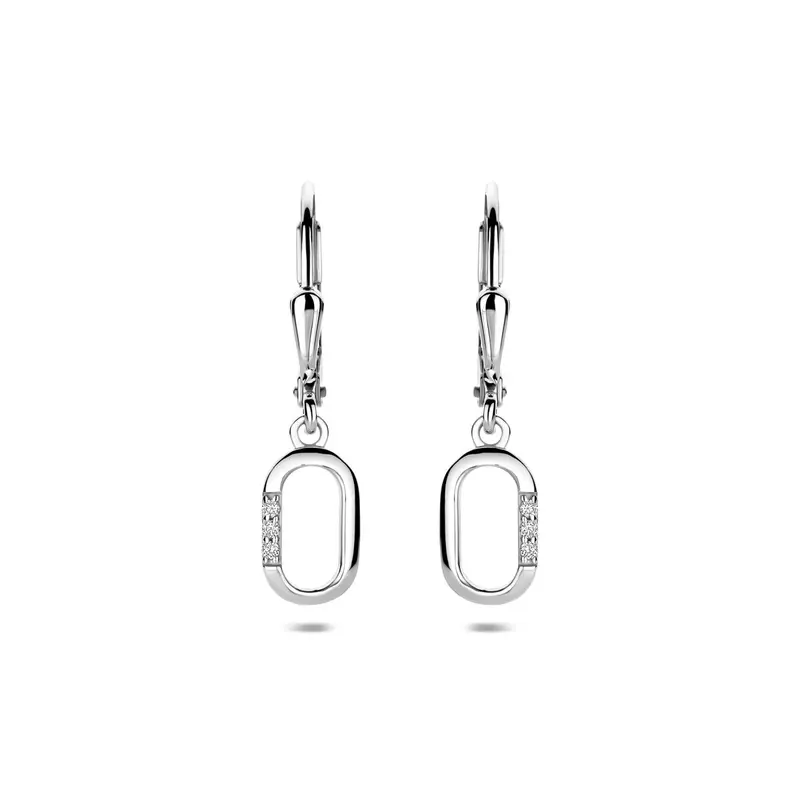Hangende oorbellen zirkonia brisure haak 25 mm gerhodineerd zilver – 1341828