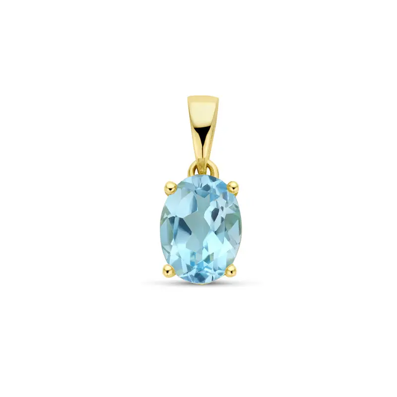 hanger blauw topaas 14K geelgoud