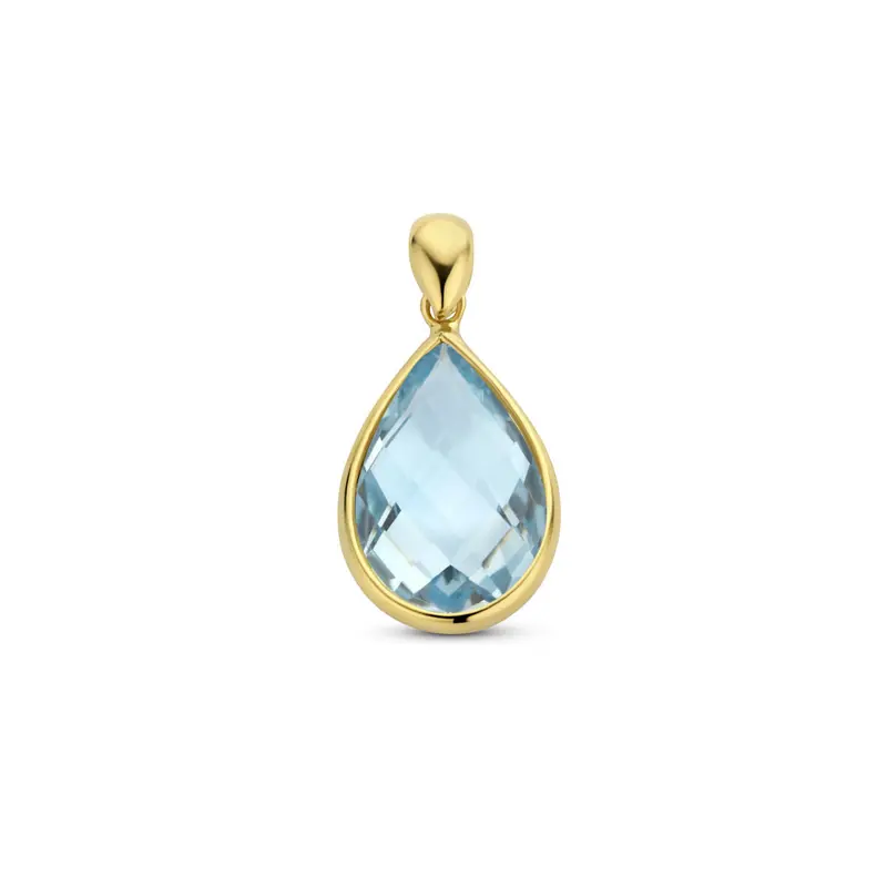 hanger blauw topaas 14K geelgoud