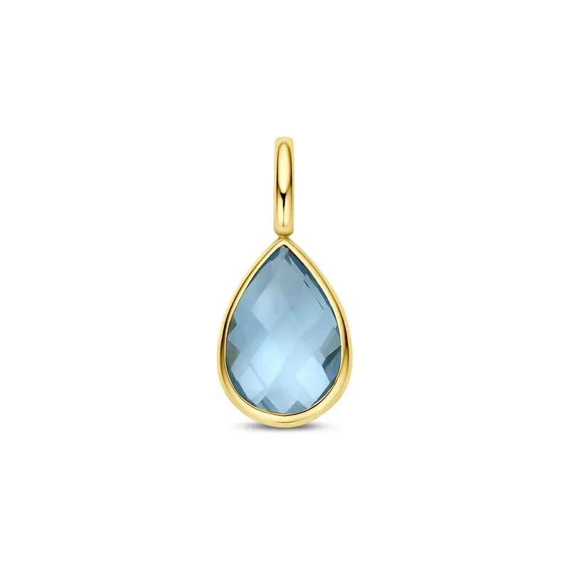 Hanger blauw topaas 9K geelgoud 10,5 mm