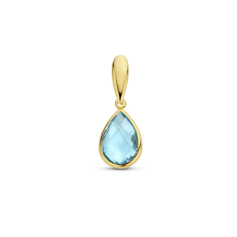 Hanger blauw topaas 9K geelgoud 12,5 mm