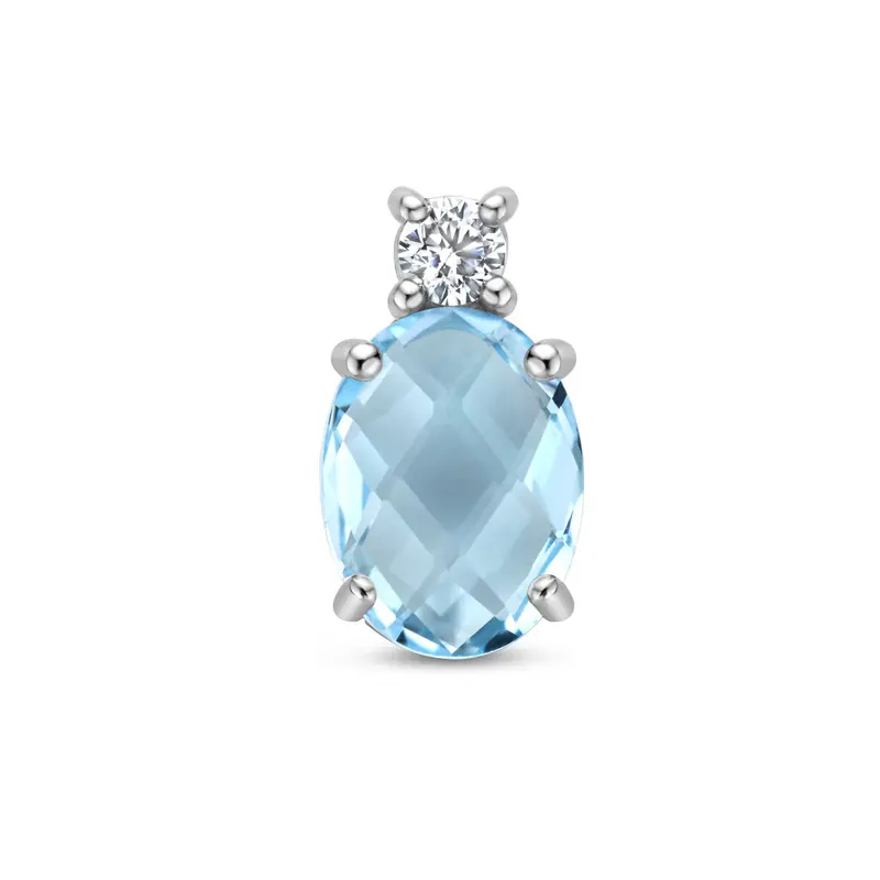 hanger blauw topaas en zirkonia zilver gerhodineerd
