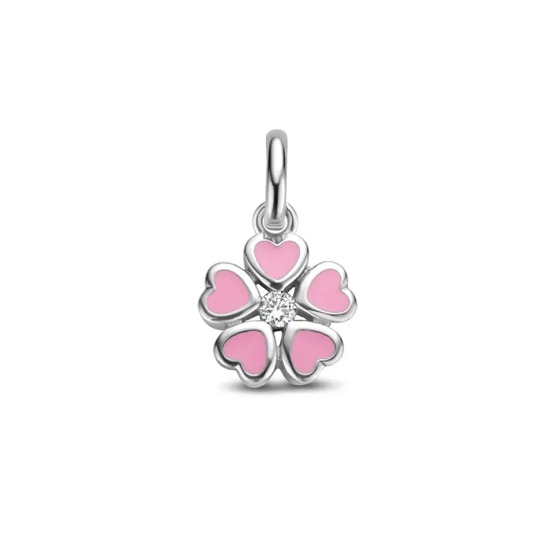 hanger bloem zirkonia zilver gerhodineerd
