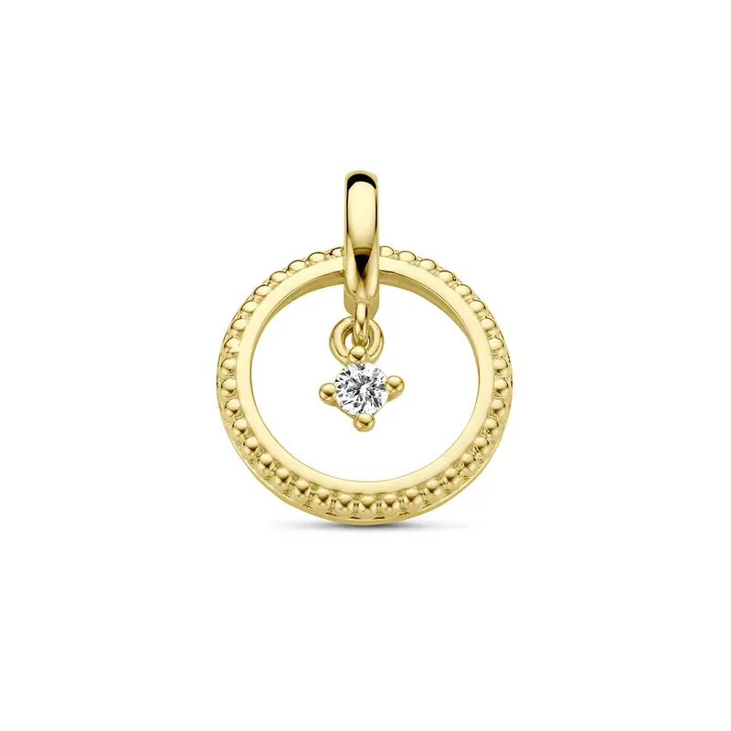 hanger cirkel diamant 0.06ct h si 14K geelgoud