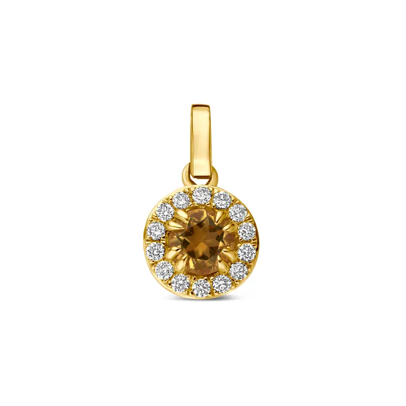 Hanger citrien en lab grown diamant 14K geelgoud 0.08ct f vs 7 mm – 4036188