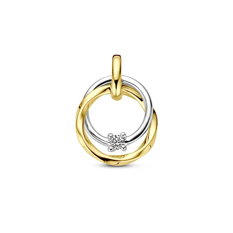 hanger diamant 0.03ct h si 14K bicolor goud geel/wit