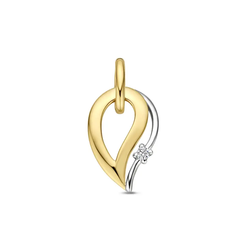 Hanger diamant 0.03ct h si 14K geelgoud 16 mm