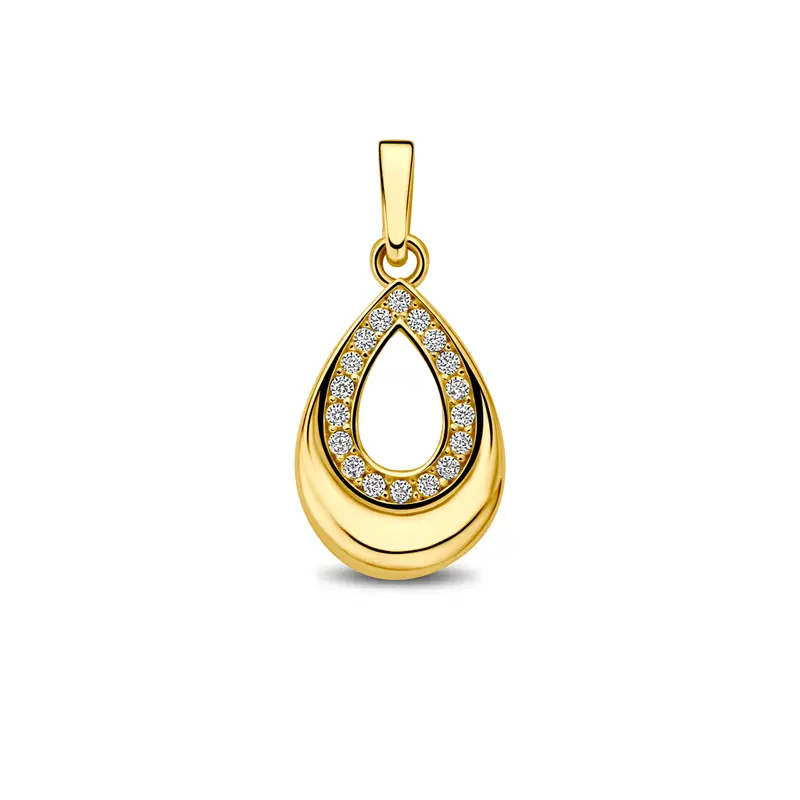 Hanger druppel zirkonia 9K geelgoud 14 mm – 8000831