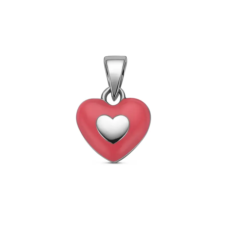 Hanger emaille hartje zilver gerhodineerd 8 mm