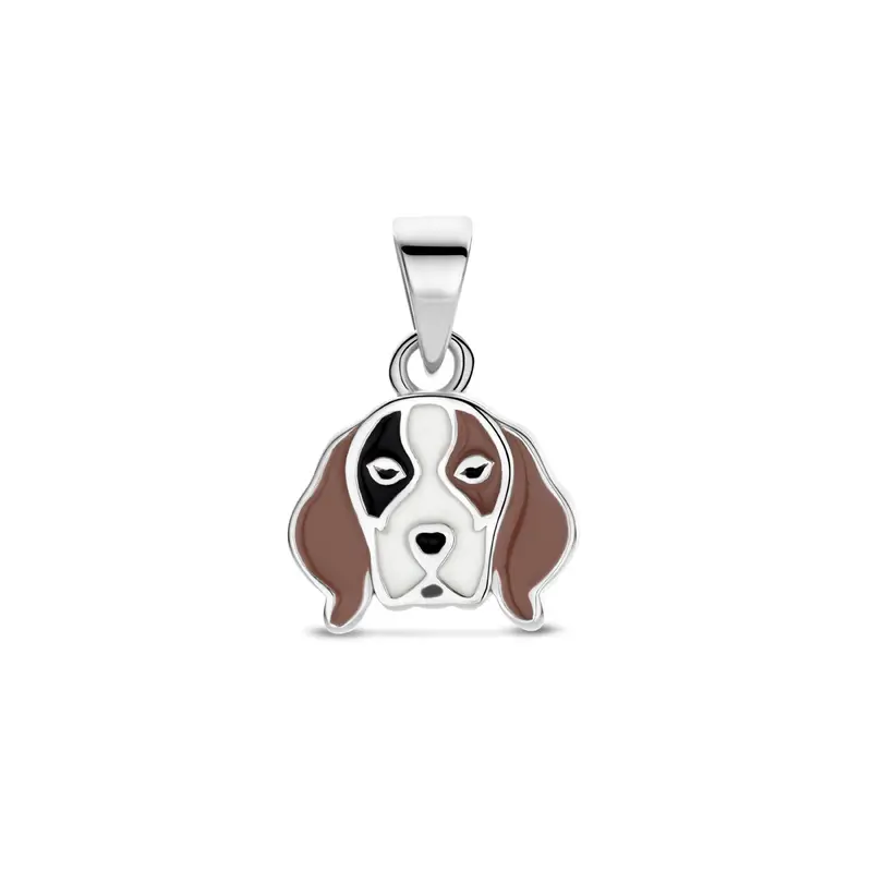 Hanger emaille hond 14 mm zilver