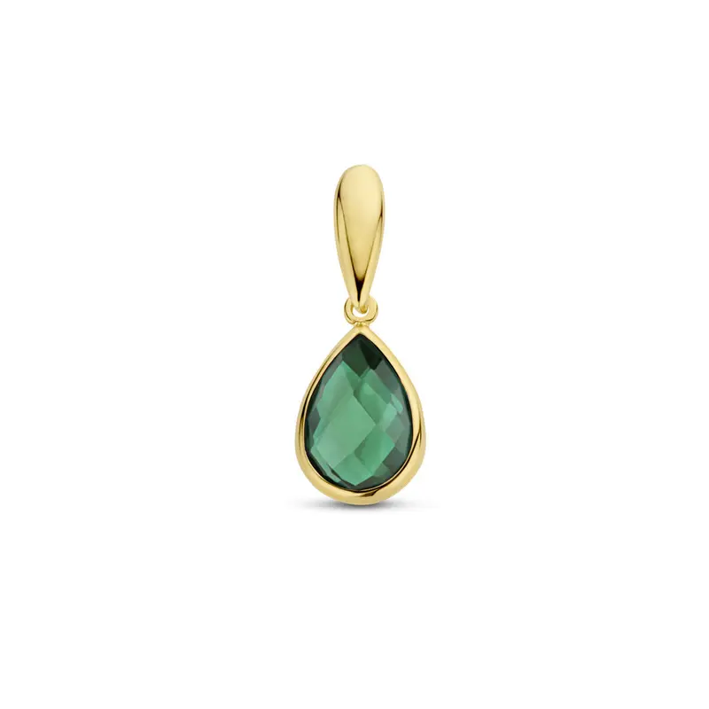 Hanger groen agaat 9K geelgoud 12,5 mm